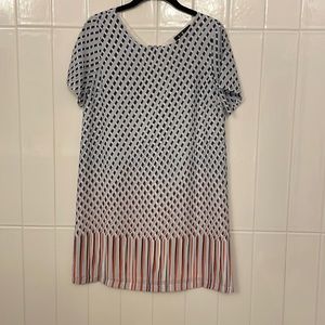 Lulus print shift dress with deep V back.